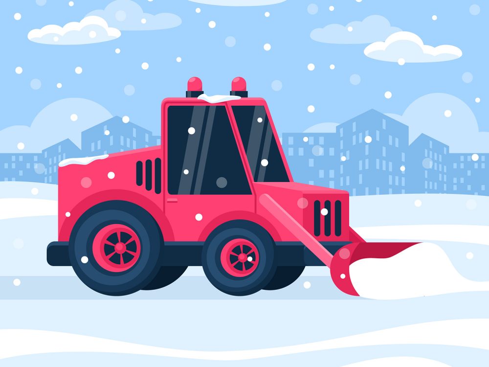 Flat Vector Snow Plow Free Illustration