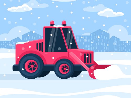 Flat Vector Snow Plow Free Illustration