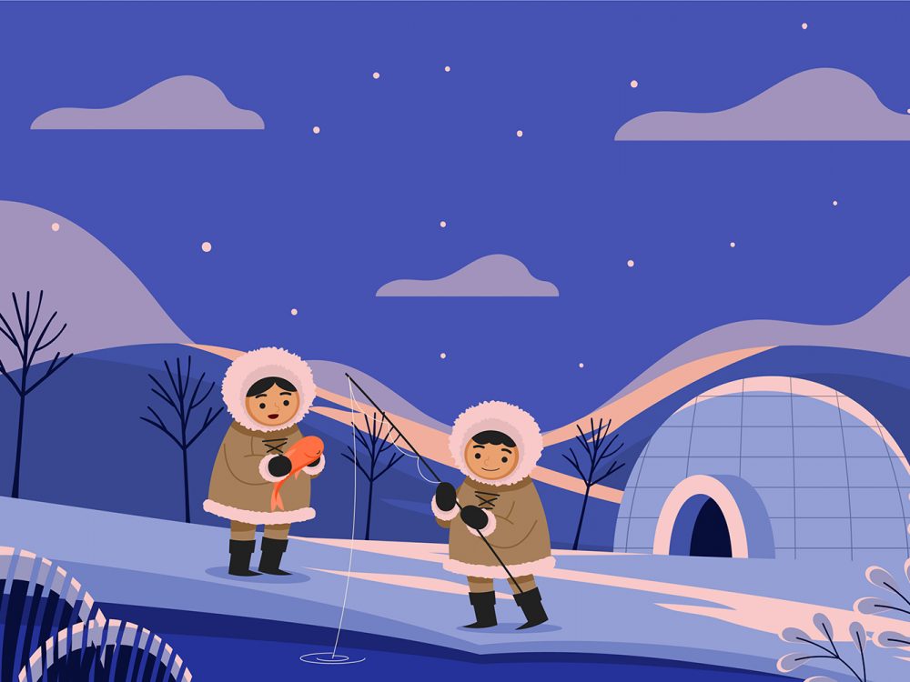 Free Flat Winter Eskimo Illustration