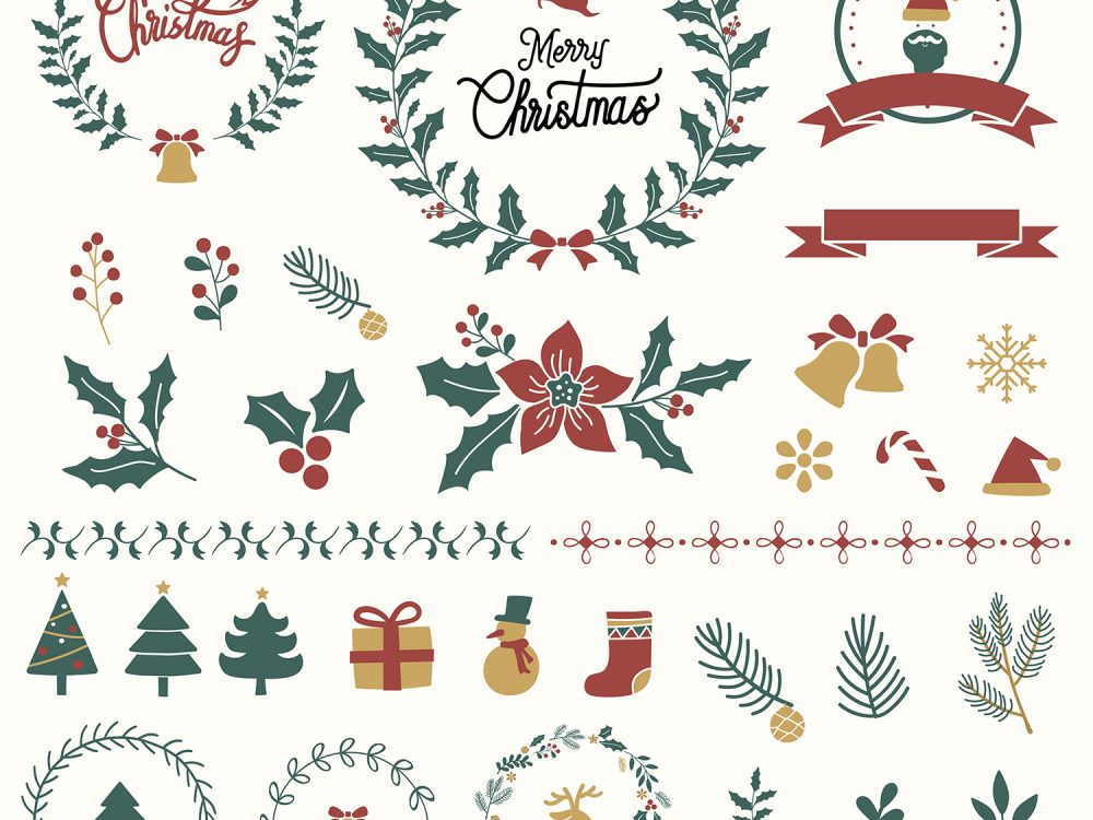 Free Vector Set of Christmas Design Elements
