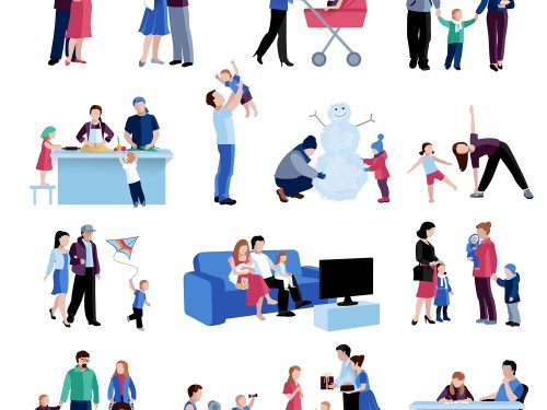 Parenthood Family Situations Flat Icons