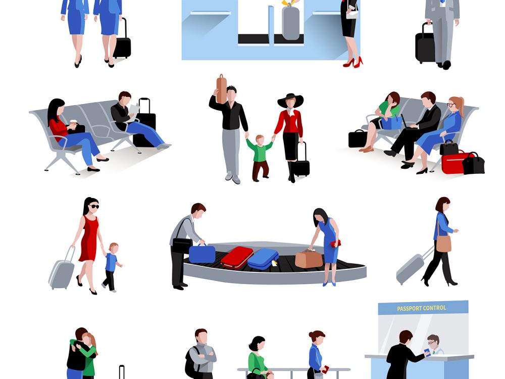 People in Airport Free Flat Vector Icons