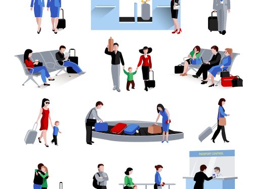 People in Airport Free Flat Vector Icons