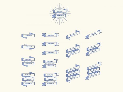 Retro Outline Ribbon Free Vector Set