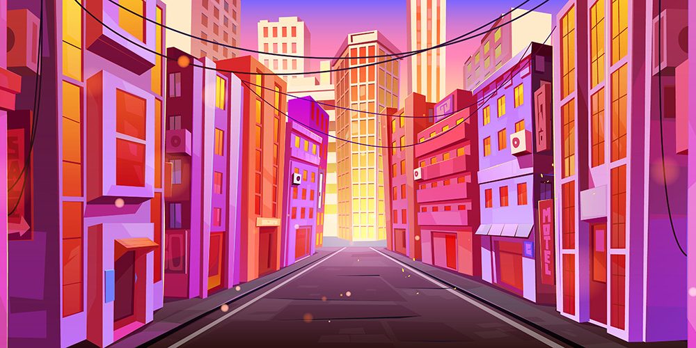 City Street with Road at Early Morning Driveway