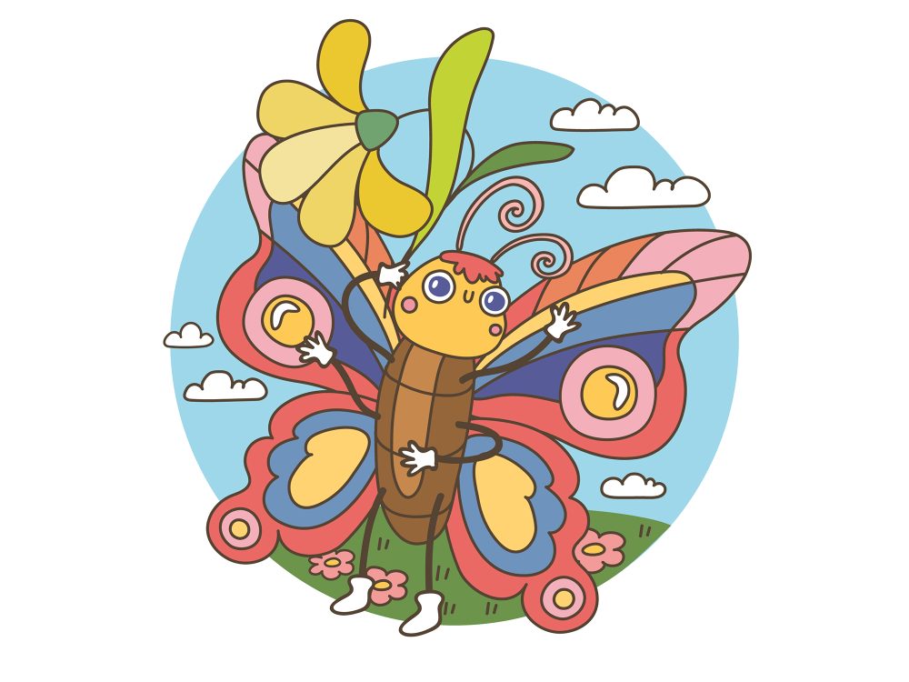 Hand Drawn Cartoon Butterfly Illustration