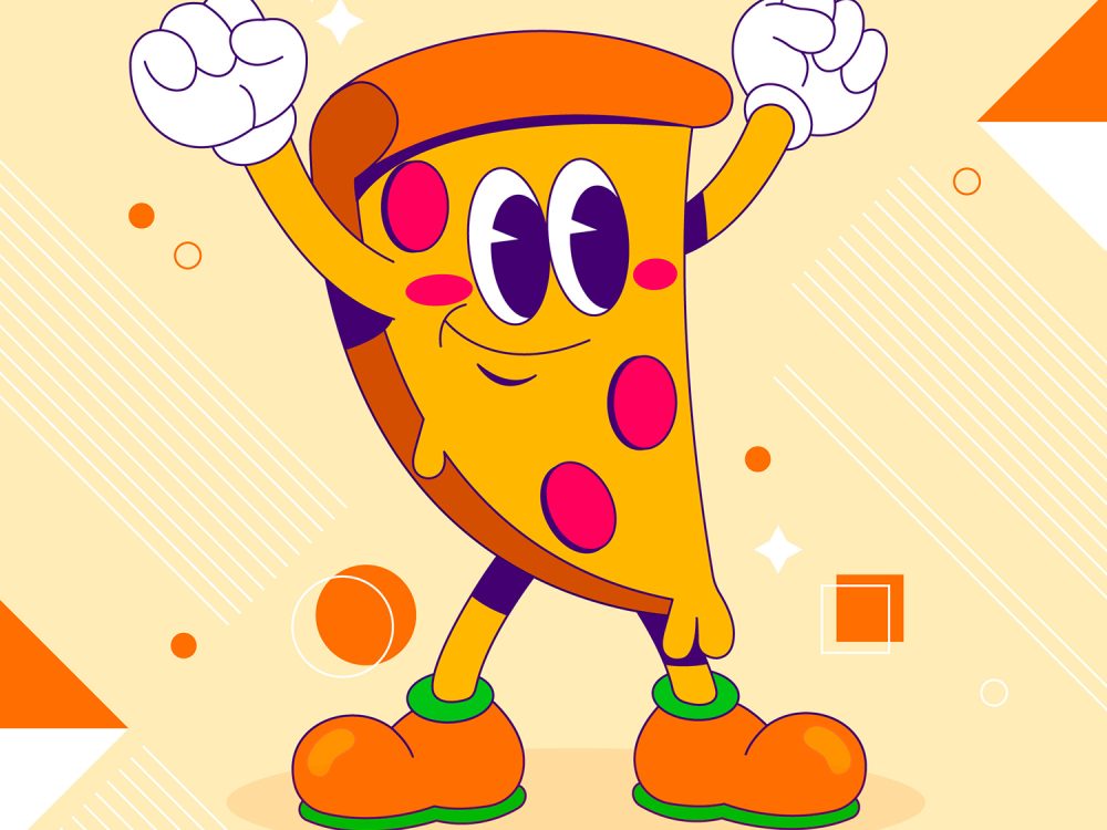 Handdrawn Pizza Cartoon Free Vector Illustration