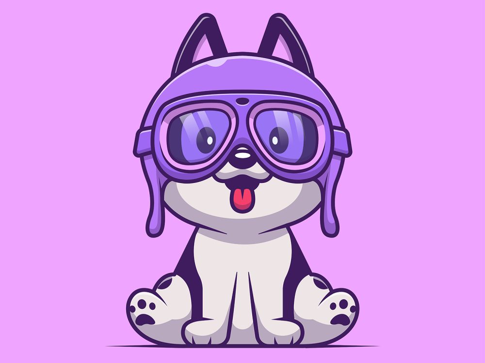 Husky Dog Pilot Cartoon Free Vector Illustration