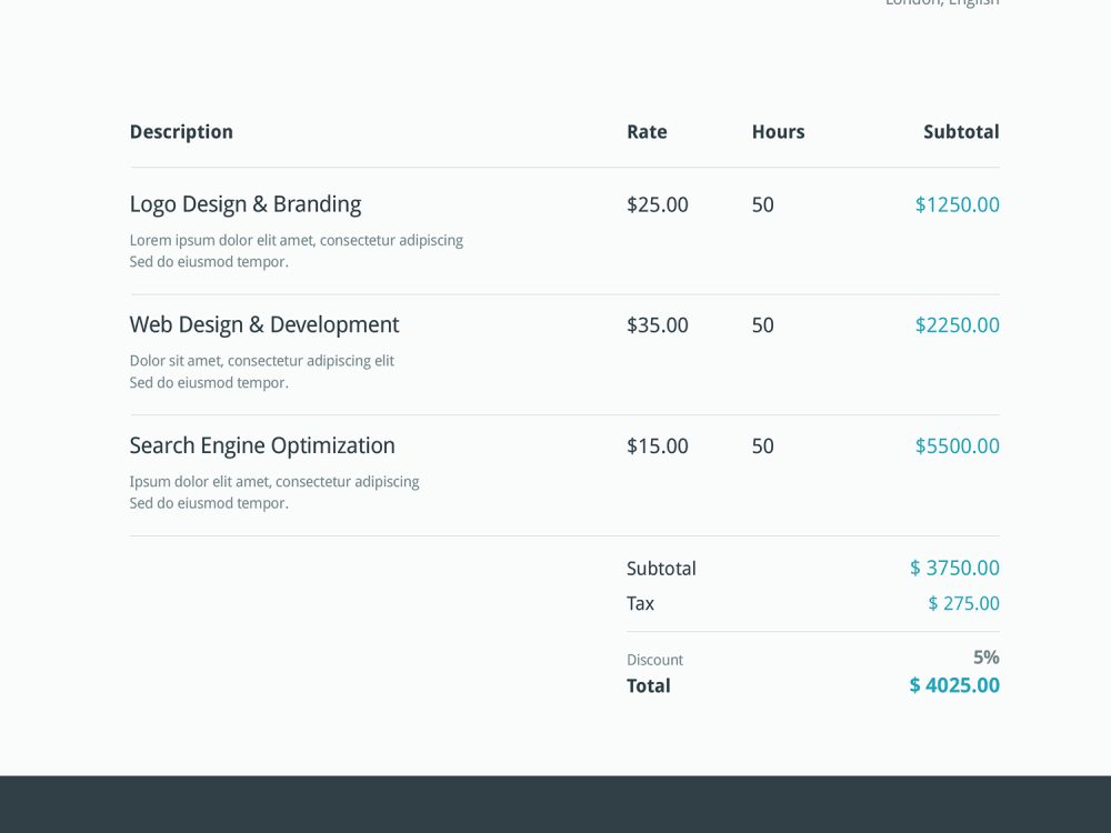 A4 Invoice Print Template
