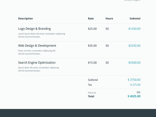 A4 Invoice Print Template