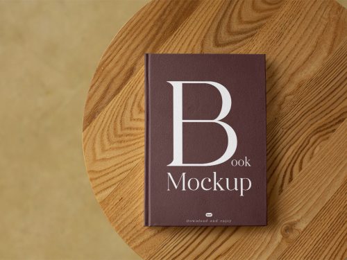 Book Cover on Table Free Mockup