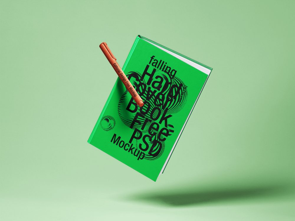 Falling Hardcover Book Free Mockup