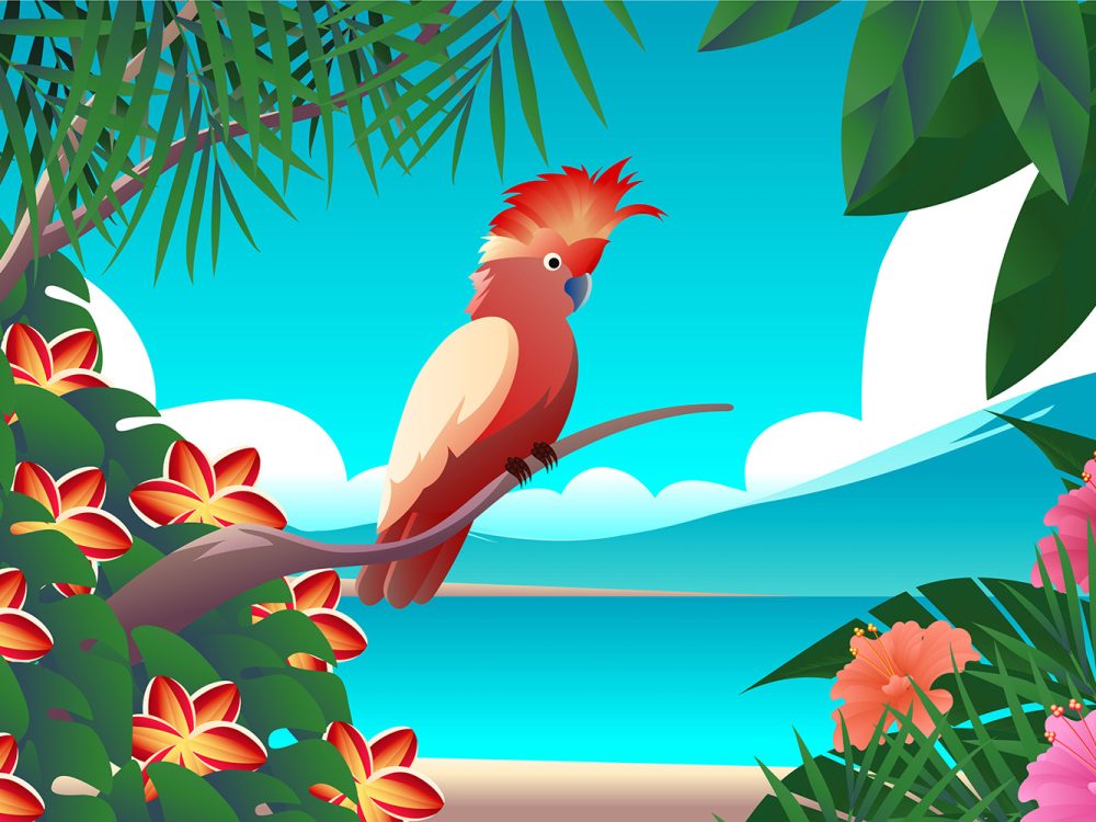 Gradient Tropical Leaves Illustration