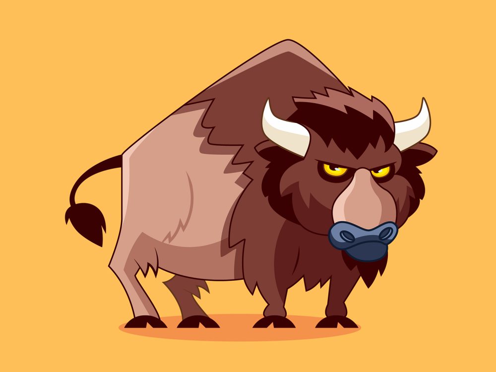 Hand Drawn Bison Cartoon Free Illustration