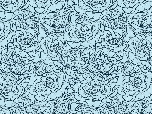 Hand Drawn Rosel Outline Pattern