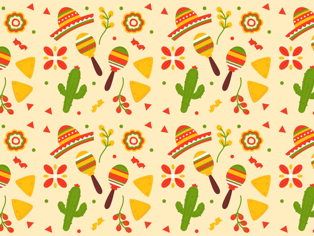Hand Drawn Vector Mexican Bar Pattern