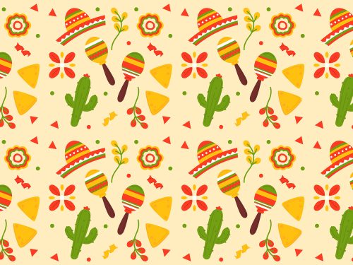 Hand Drawn Vector Mexican Bar Pattern