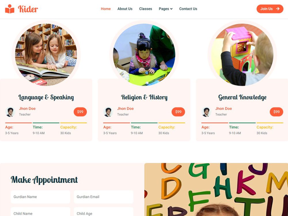 Kider CSS Free Template