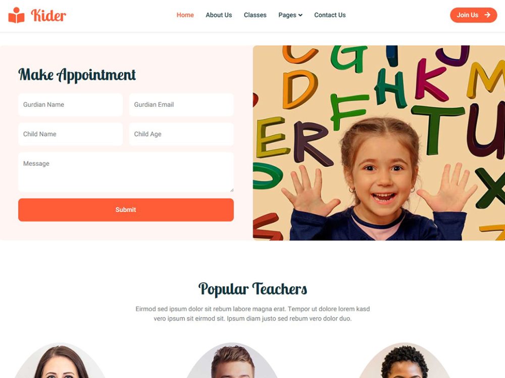 Kider CSS Free Template