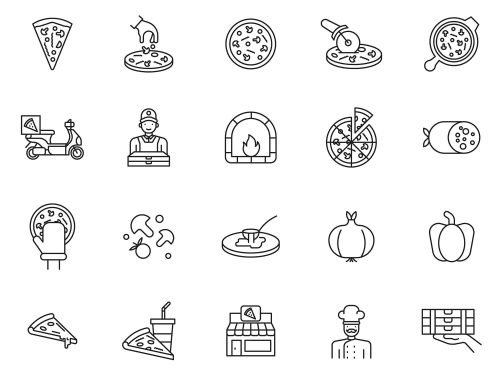 Line Pizza Icons