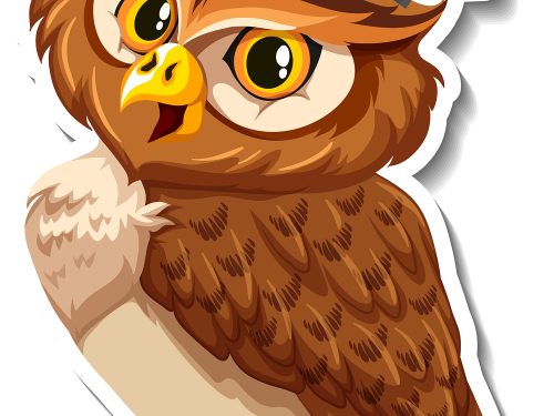 Owl Cartoon Sticker Free Illustration