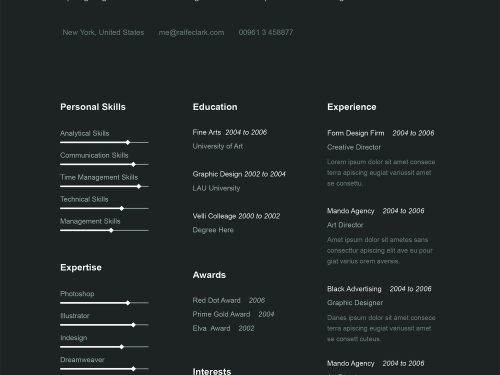 Simple A4 Dark Resume Template