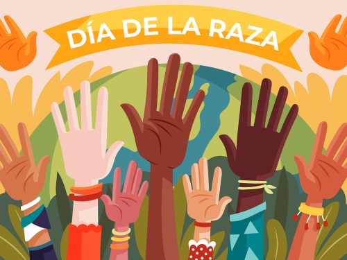 Spanish Dia De La Raza Celebration Illustration