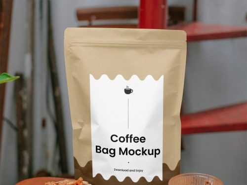 Standing Coffee Bag Free Mockup