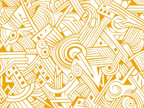 Yellow and White Line Doodles of Geometric Pattern