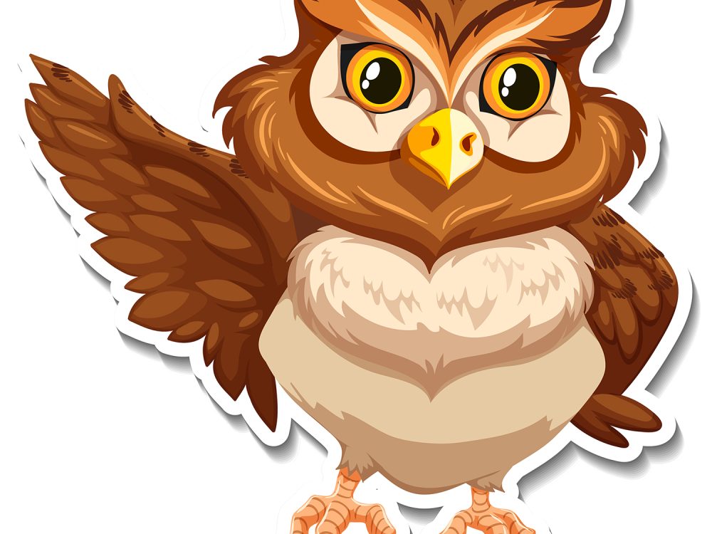 Brown Owl Bird Cartoon Character Dticker Free Illustration