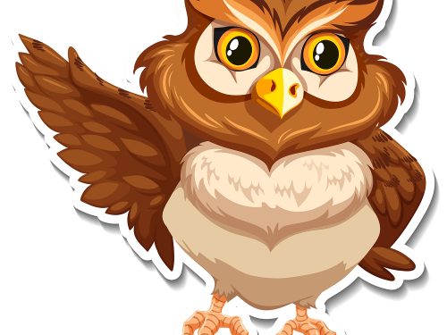 Brown Owl Bird Cartoon Character Dticker Free Illustration