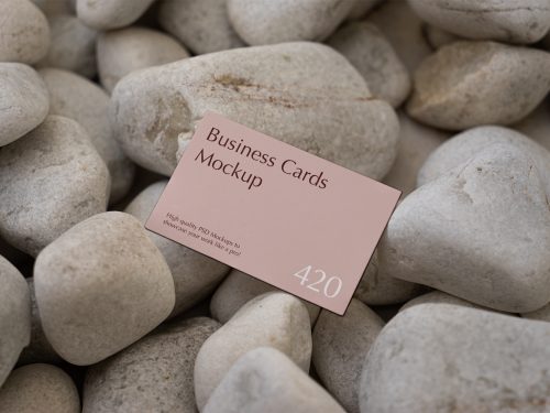 Business Card among the Stones Free Mockup