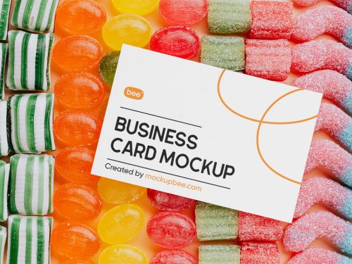 Business Card on Candies Free Mockup