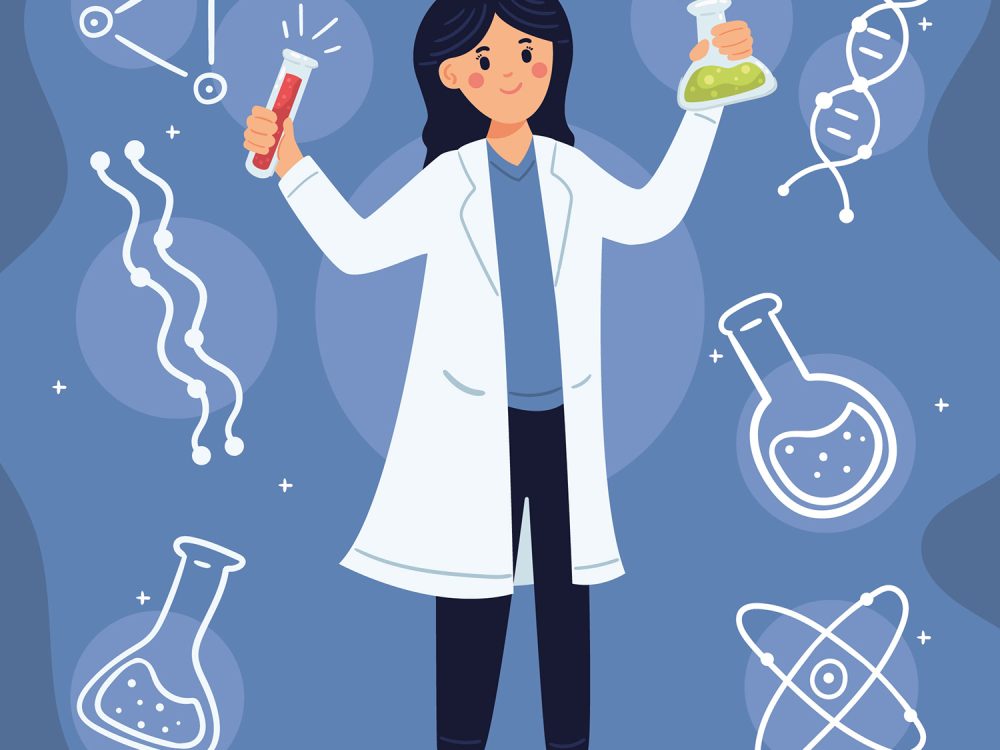 Female Character Scientist Illustration