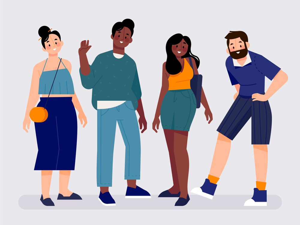 Group of Interracial People Being Friends Illustration