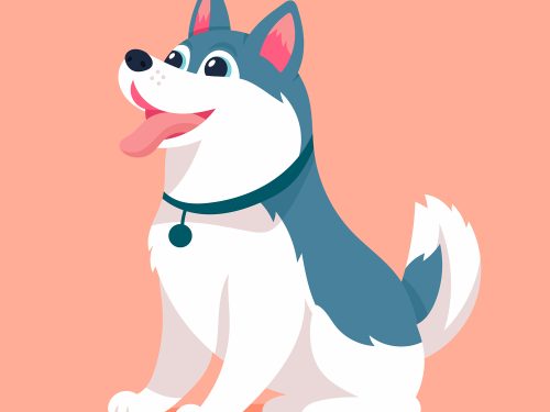 Hand Drawn Cartoon Husky Illustration