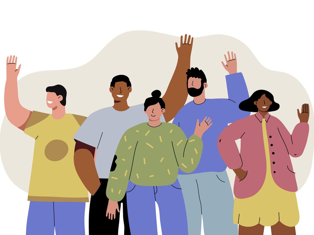 Hand Drawn Flat Design People Waving Illustration