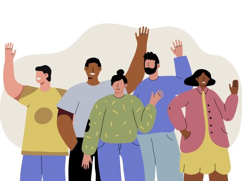 Hand Drawn Flat Design People Waving Illustration