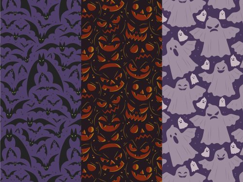 Hand Drawn Flat Halloween Patterns