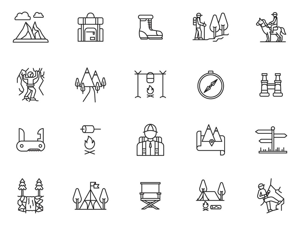 Hiking Vector Icons