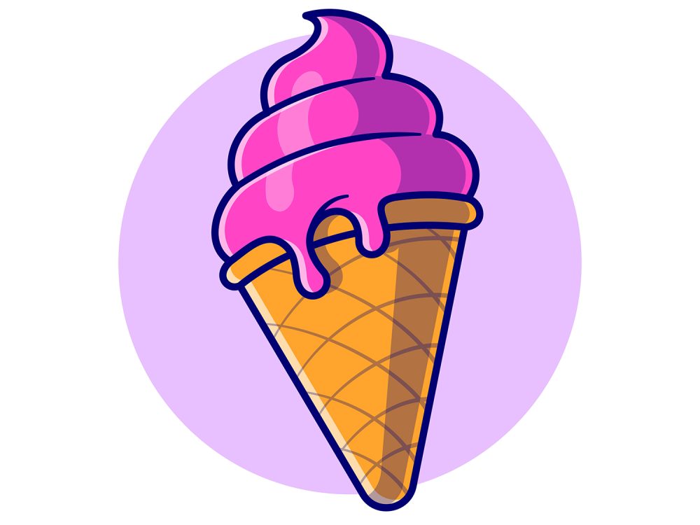 Ice Cream Cone Cartoon Icon Illustration