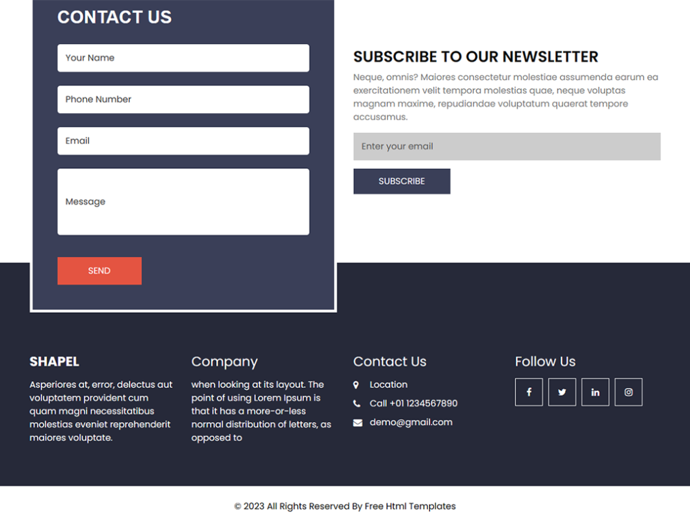 Shapel Free CSS Template