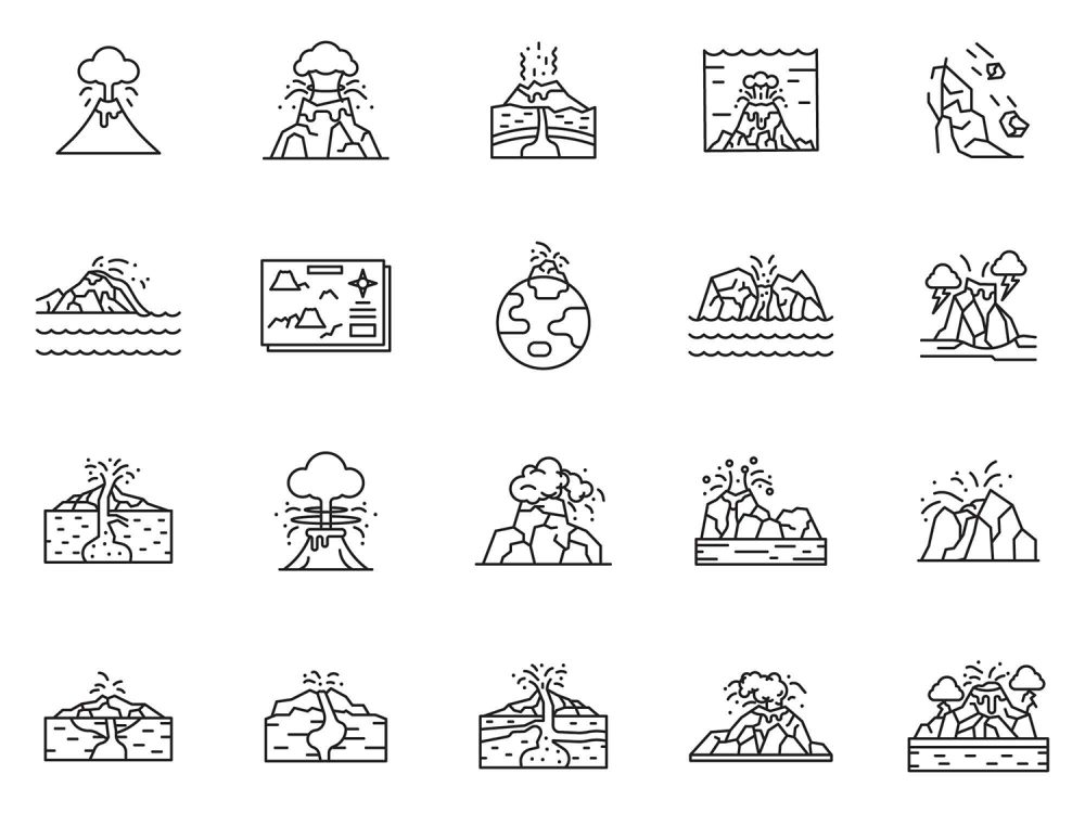 Volcano Eruption Icons