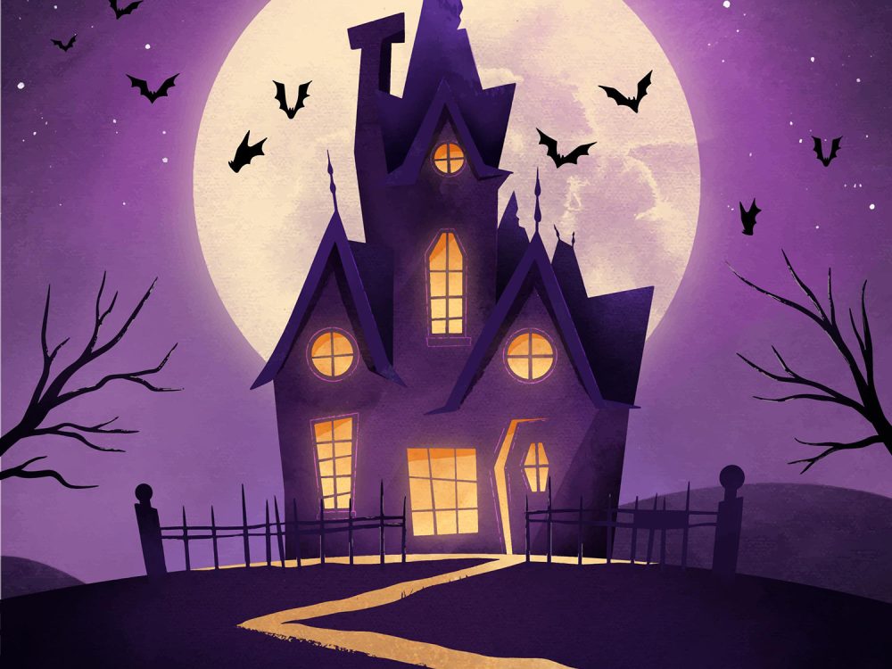 Watercolor Halloween House Illustration
