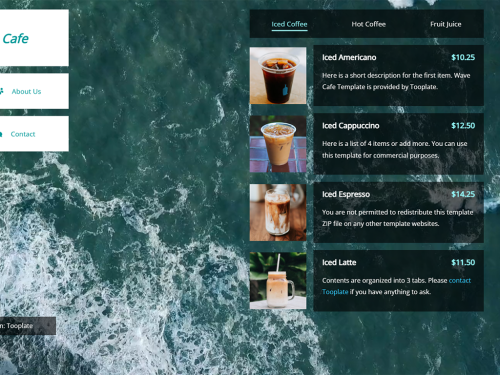 Wave Cafe Free CSS Template