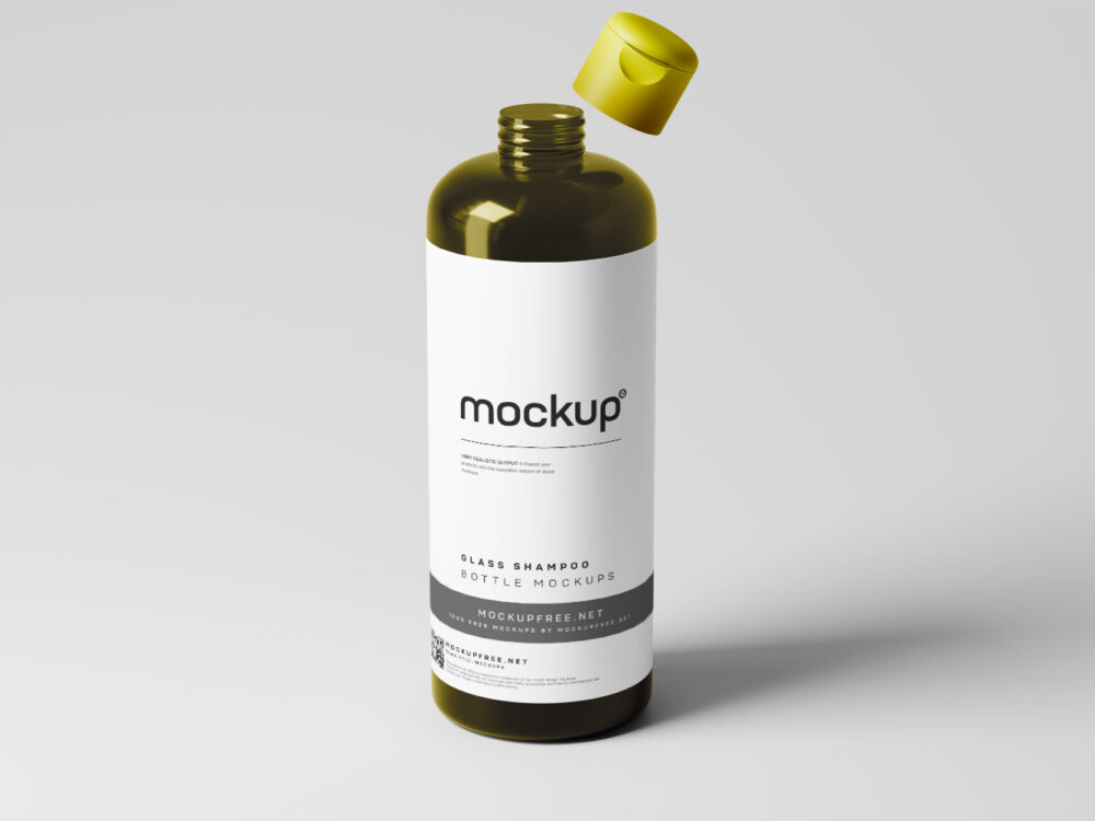 Glass Shampoo or Body Wash Bottle Free Mockups