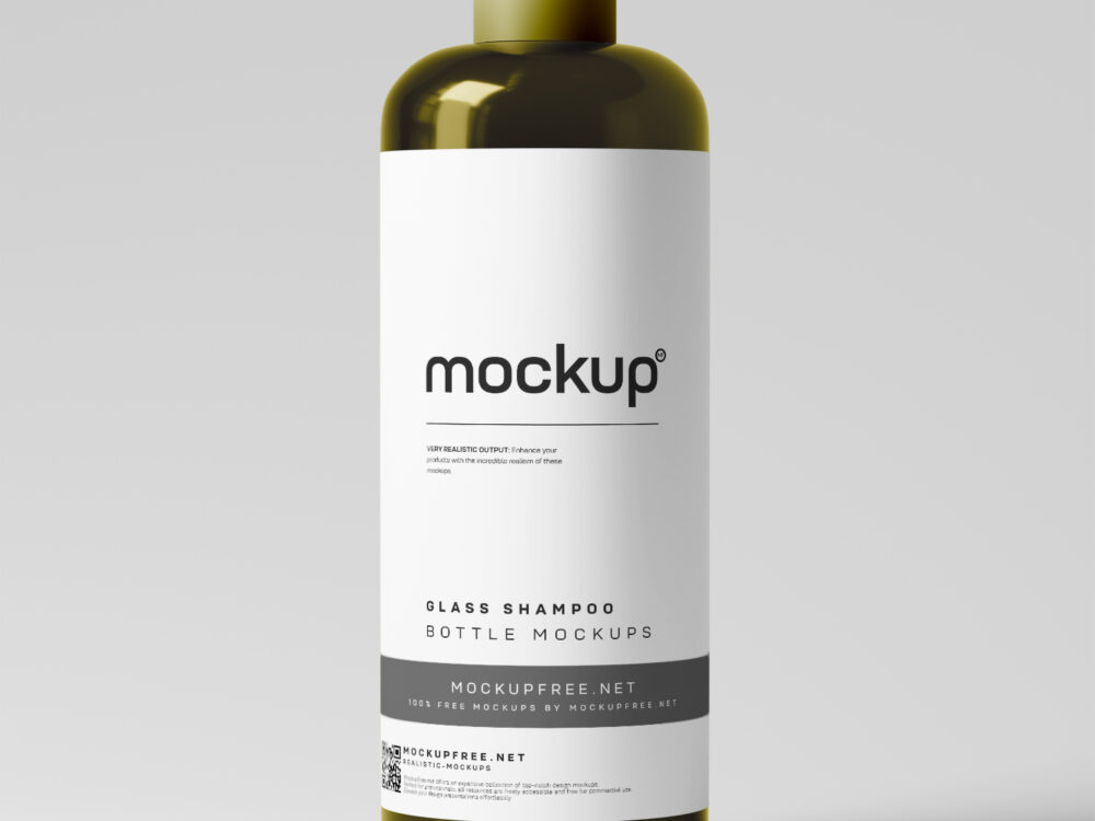 Glass Shampoo or Body Wash Bottle Free Mockups