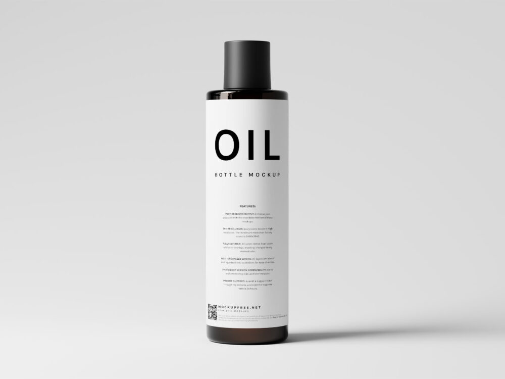 Black Glass Hair Oil Bottle Free Mockups