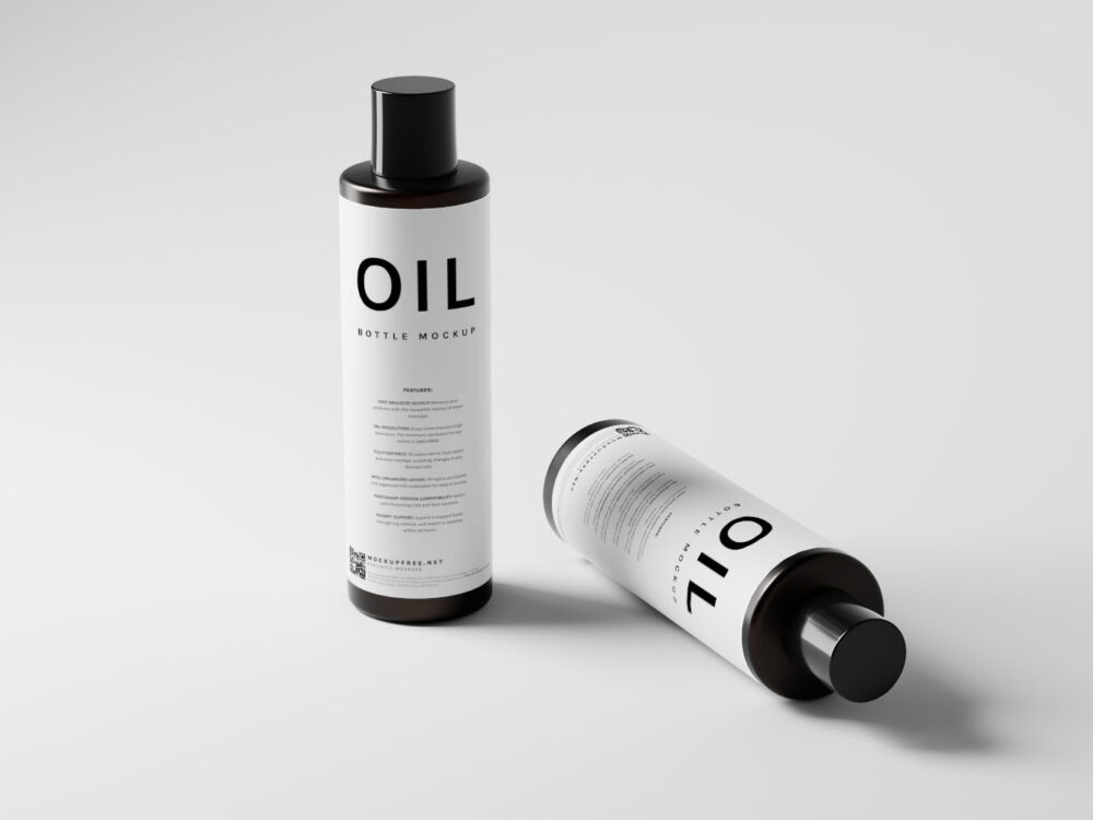 Black Glass Hair Oil Bottle Free Mockups