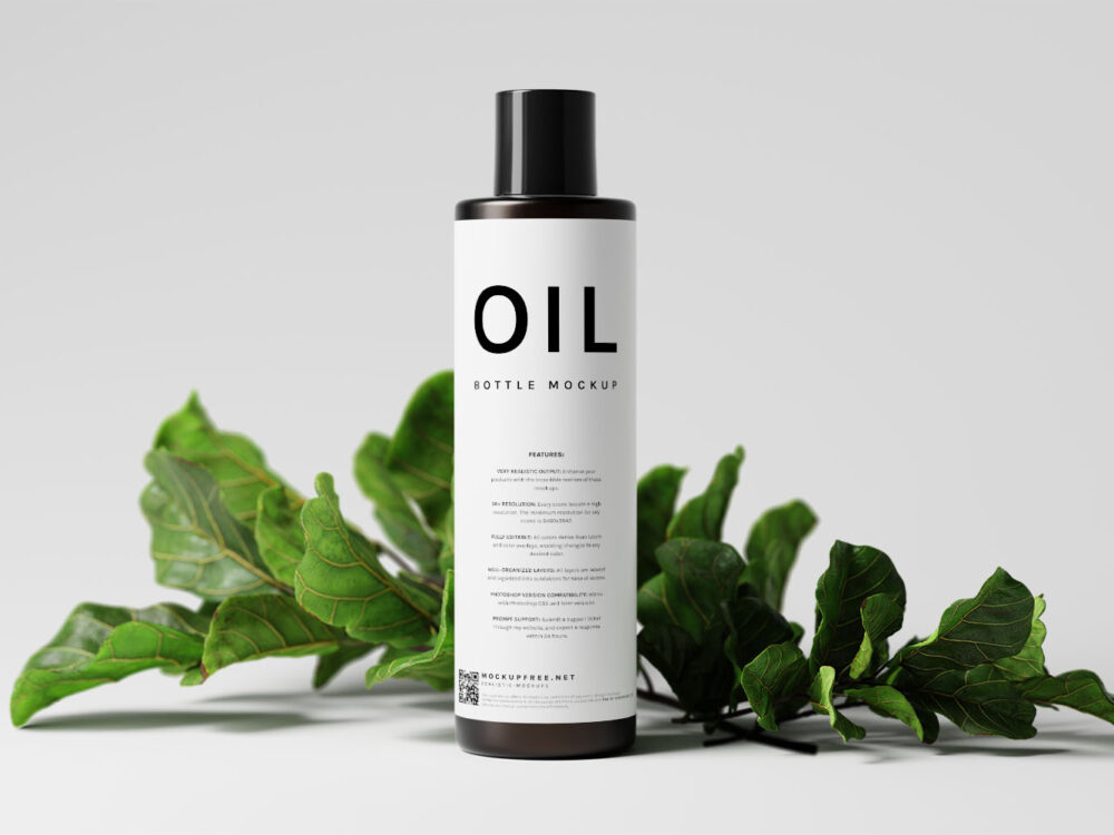 Black Glass Hair Oil Bottle Free Mockups